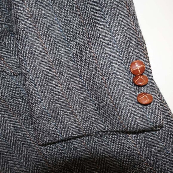 Christopher Brooks Men's Tweed Herringbone Sport Coat Size 42 Regular Gray 42R - Picture 4 of 8